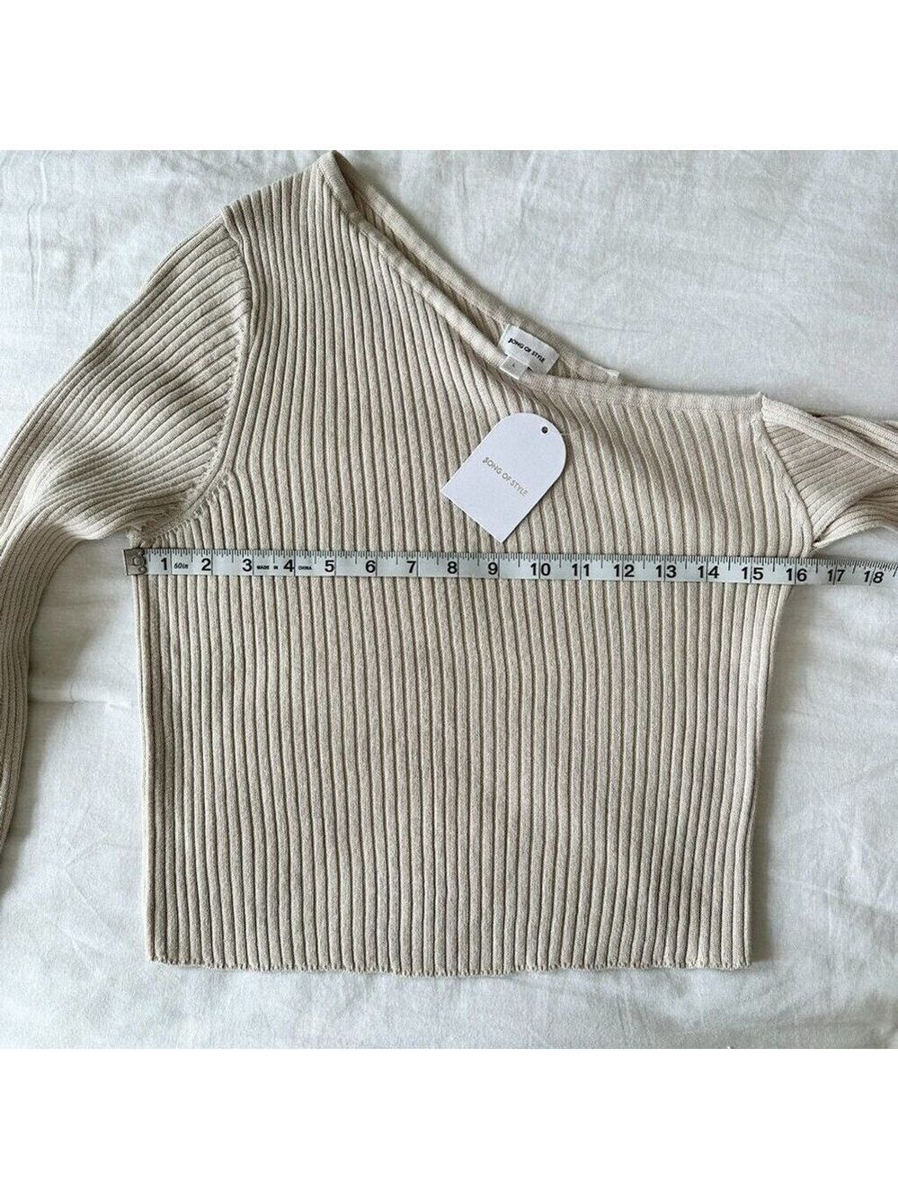 Silk Ivory Twist Sweater | Revolve Shae One Sleeve | NWT Large - Picture 12 of 15